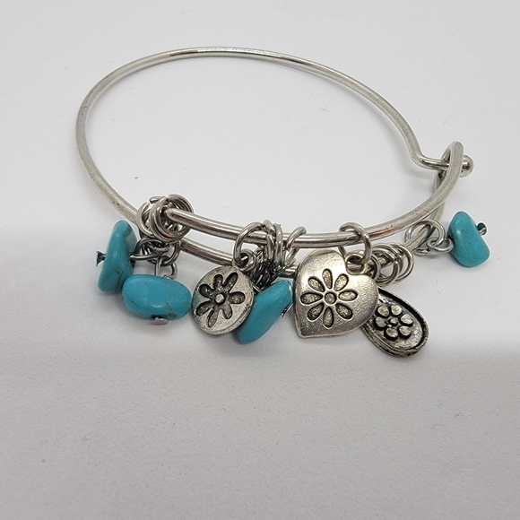 Silver Slide Bangle With Charms - Picture 1 of 2